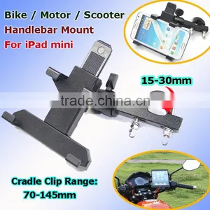 2015 Best Metal Motorcycle Bike Handlebar Mount Holder for IPad Mini Samsung Phone GPS With Big Backup Scooter Stand Bracket Quality Choice thumbnail-1