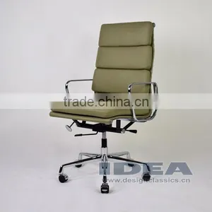 Replica EA219 Charles and Ray High Back Soft Pad Desk Chair- Grey Color Genuine Leather thumbnail-1