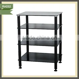 Led Motorized tv Stand tv Cabinet Tempered Glass and Chrome RA032 thumbnail-1