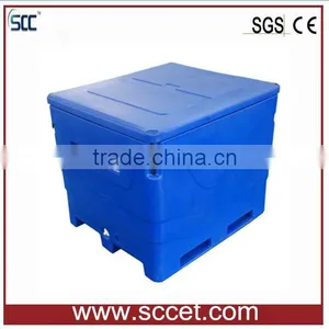 600L Blue Insulated PE Fish Cooler, Fish Cooler Bins for Carry Frozen Food or Fish thumbnail-1