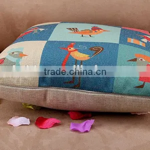 2015 Cotton and Linen Hold Pillow Cartoon Illustration Wind Happy Bird Cushion Cover thumbnail-6