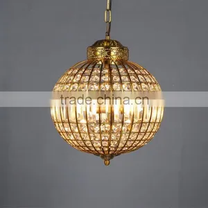 Rounded Design Bronze Body Crystals Chandelier Pendant Lighting Crystal Glass Industrial Light thumbnail-1