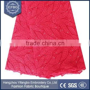 Simple Design Style Guipure Lace Fabric / Purple Color UK Embroidery Lace Fabric For Wedding Dress thumbnail-4