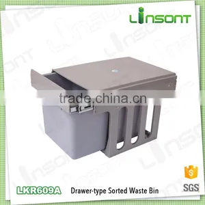 China Supplier Drawer Pull Out Plastic Recycle Bin Spare Parts Rubbish Bin thumbnail-1