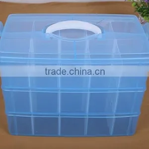 33.2cm*18.5cm*24.5cm Three Layers 30 Compartments Jewelry Adjustable Plastic Clear Box Jewelry Earring Bin Case Container thumbnail-3