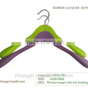 The HEAD Natural Wooden Suit Hanger With / Without Notches, Rubber Coated Soft Anti Slip Finishing , Basic Style Coat Hanger thumbnail-3