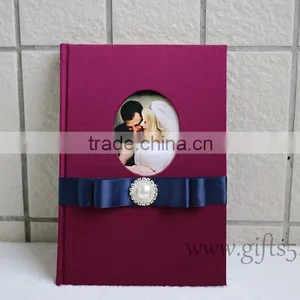 Excellent Silk Covor Wedding Guest Book With Photo Frame thumbnail-1