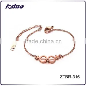 Fashion Rose Gold Plated Couple Stainless Steel Bracelet thumbnail-1
