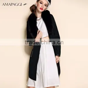 Top Grade Winter Women's Long Real Black Sheep Fur Coat Made In China thumbnail-3