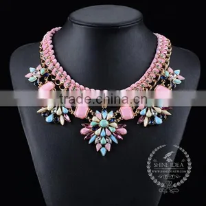 High Quality Vintage Colorful Acrylic Resin Chunky Statement Necklace Tin Alloy Fashion Women Pendant Necklace 6390070 thumbnail-1