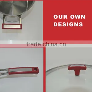 18cm Saucepan With Lid Stainless Steel Cookware in Red Color Silicon Handle and Knob Design thumbnail-3