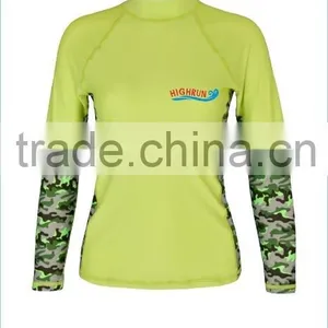 Lady's Long Sleeve Camo Colour Lycra Swim Shirt thumbnail-1