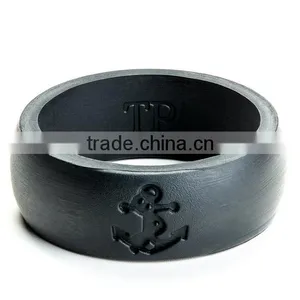 Luxury Anchor Design Silicone Rings for Men With 3 Stylish Black, Aqua and Camouflage Beautiful Designs Included Chosen To Show thumbnail-5