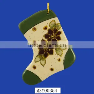 Green Sock Christmas Tree Ceramic Hanging thumbnail-1