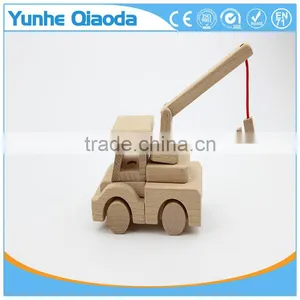 Wood 3D Vehicle Puzzles Mini Crane Car 3D Woodcraft Kit Assemble Paint DIY 3D Puzzle Toys for Kids Adults the Best Birthday Gift thumbnail-3