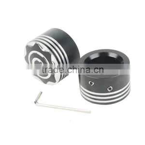 Black Front Axle Nut Covers For Dyna Softail Electra Glide Trike thumbnail-5