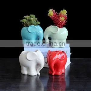 Garden Decor Elephant Shaped Animal Flowr Pot Small Cute Ceramic Pot for Plants thumbnail-1