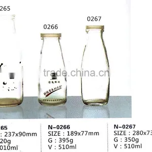 Haonai Vintage Embossed Glass Pudding Bottle Milk Bottle With Wide Mouth Cap Wholesale thumbnail-2