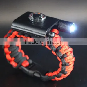 LED Light Paracord Bracelet for Outdoor Camping Survival Bracelet With Thermometer/firestarter Buckle/flashlight thumbnail-4