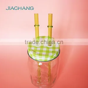 Drinkware Transparent Glass Table Beer Jar With 2 Pieces of Straws thumbnail-2