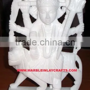 Antique Durga Maa White Marble Statue thumbnail-1