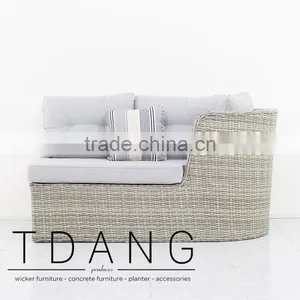 Dreux Left Hand Wicker Bench - Outdoor Patio Furniture - Vietnam Wicker Furniture thumbnail-1