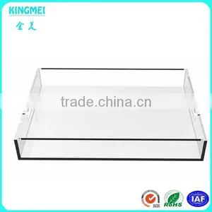 High Lucite Acrylic Tray With Handle , Hotel Square Clear Acrylic Serving Tray thumbnail-1