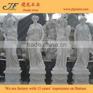 Outdoor Garden White Marble Woman Stone Sculptures thumbnail-1