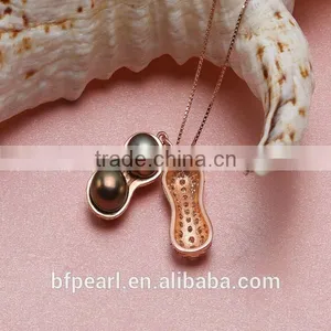 8mm Unique Black Pearl Pendant Designs With a Sterling Silver Chain thumbnail-1