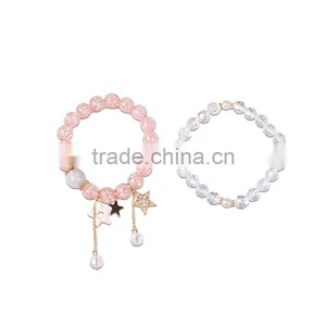 Gold Rhinestone Star Charms Crystal Bead Bracelet thumbnail-1