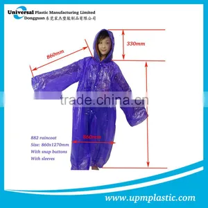 One Way Use Water Proof Eco-friendly Disposable LDPE Raincoat thumbnail-3