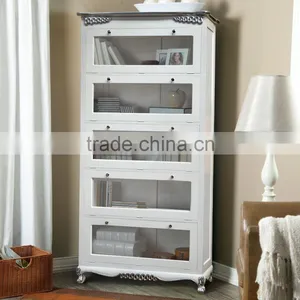 Bookcase Sharte White Luxury Mahogany Wood Furniture thumbnail-1