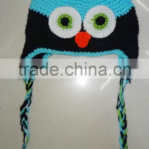 Children Winter Earflat Hat With Pigtails thumbnail-1