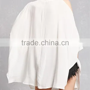 Latest Fashion Center Front Pleats Lace-up Neckline Long Dolman Sleeves Tunic Dress thumbnail-3
