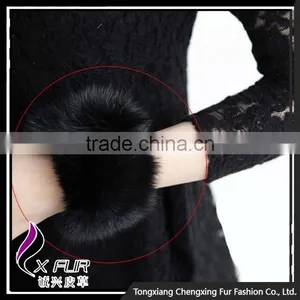 CX-A-28B Wholesale Cute Genuine Rabbit Fur Wide Cuff Bracelet thumbnail-4