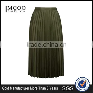 High Quality Women Petite Pleat Midi Skirt Satin Pleated Midi Skirt Plus Size Women Clothes thumbnail-1