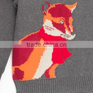 Cartoon Fox Pattern Boys Round Neck Pullover Sweater thumbnail-6