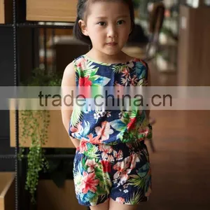Fashion Girl Sleeveless Blouse and Panty Set 100% Viscose Blouse Set for Baby Girl Printed Flower Dress Vacation Cloth Set thumbnail-5