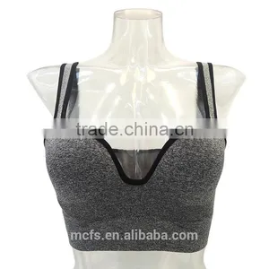 Grey Push up Bra Underwear Sexy Women Lingerie Bra Top Seamless Plain Sport Bra thumbnail-1