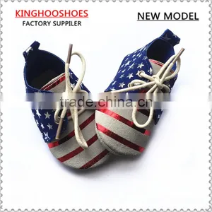 Suede Soft Sole Baby Shoes,American Flag Design Suede Leather Moccasin Shoes thumbnail-1