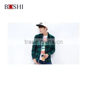 2015 New Fancy One Pocket Men Casual Check Fannel Leisure Shirt thumbnail-3