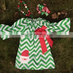 Baby Girls Christmas Dress Green Chevron Santa Clause Dress Girls Christmas Boutique Dress Girls Xmas Peasant Dress thumbnail-1