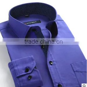Purple Solid Color One Pocket China Direct Production Export OEM Manufacturer Classical Dress Shirt for Men thumbnail-1