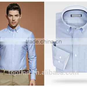 Classic 100% Cotton Oxford Long Sleeve With Button Down Collar Workwear Shirt for Men thumbnail-1