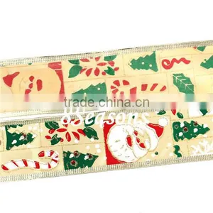 Multicolor Tree Santa Claus Pattern Imitation Silk Satin Ribbon For Christmas Decoration 5.0cm thumbnail-1
