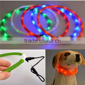 Newest USB Rechargeable Led Dog Pet Flashing Collar Light Up Chargeable Night Safety Necklace Free Size Si Colors Convinient thumbnail-2