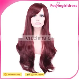 High Quality Hot Selling Dark Red Human Hair Wig Fast Delivery thumbnail-3