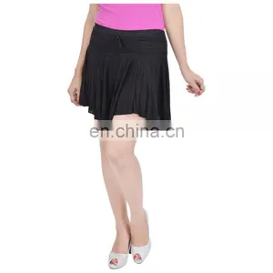 Girls Balck Sexy Short Mini Pleated Skirt With Divider and Elastic Waist Band thumbnail-1