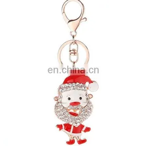 2017 High Quality Promotional Christmas Hat Shape Keychain Full Crystal Custom Metal Key Ring thumbnail-3