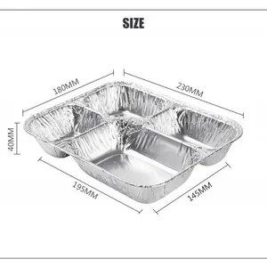 800ml 4 oz Aluminum Foil Cups With Foil Lids / 4-Compartment Aluminum Foil Container thumbnail-2